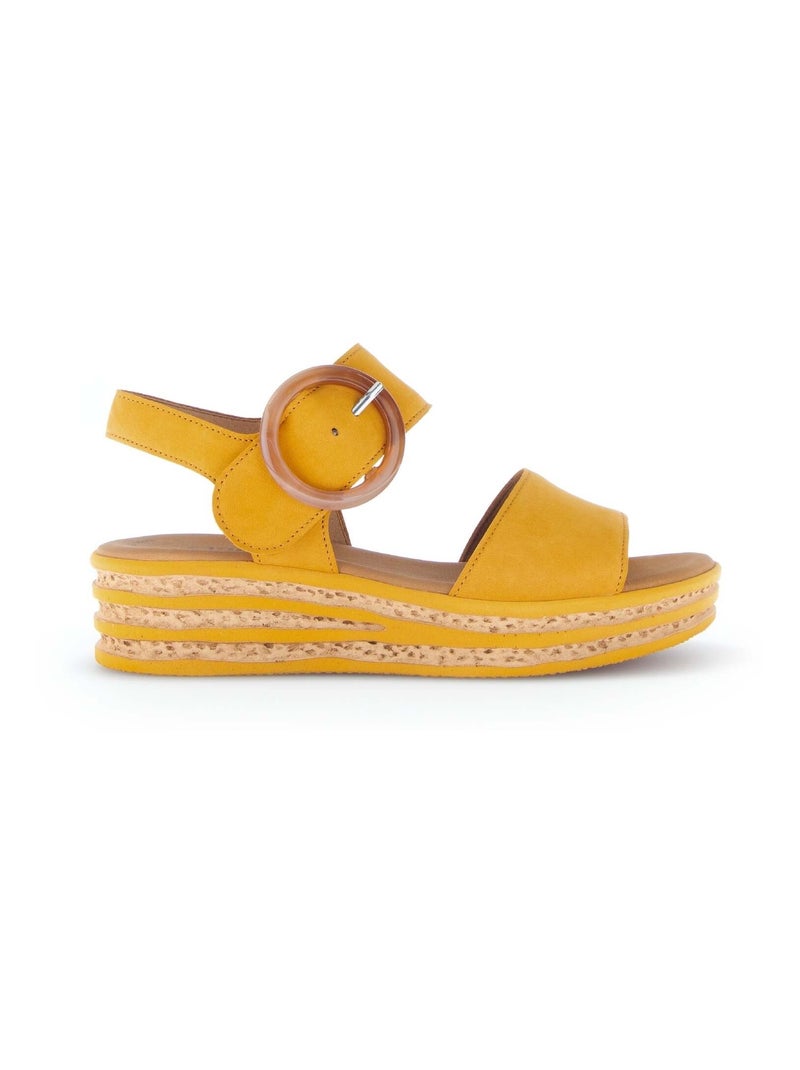 Sandales  en cuir nubuck Jaune - Kiabi