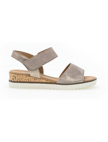 Sandales en cuir nubuck métallisé