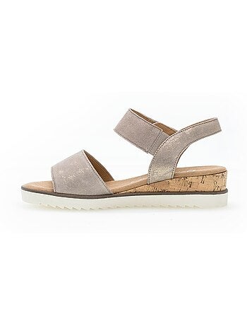 Sandales en cuir nubuck métallisé
