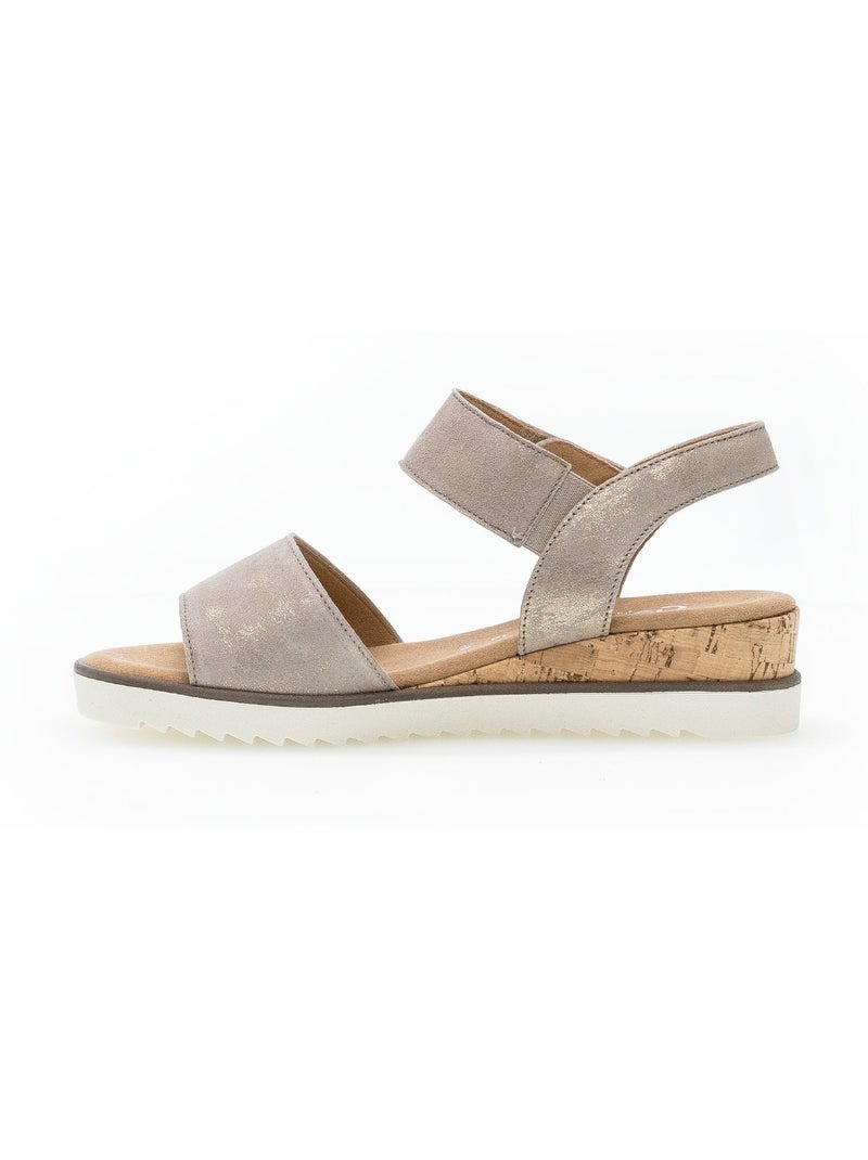 Sandales  en cuir nubuck métallisé Marron - Kiabi