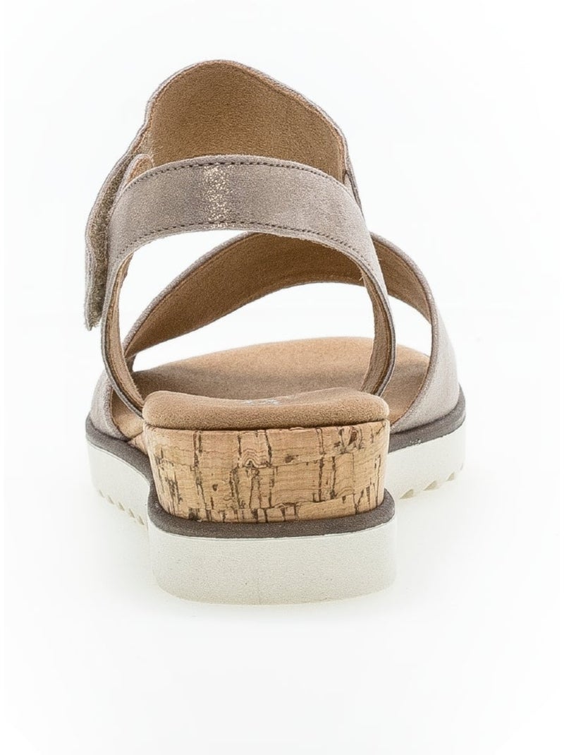 Sandales  en cuir nubuck métallisé Marron - Kiabi