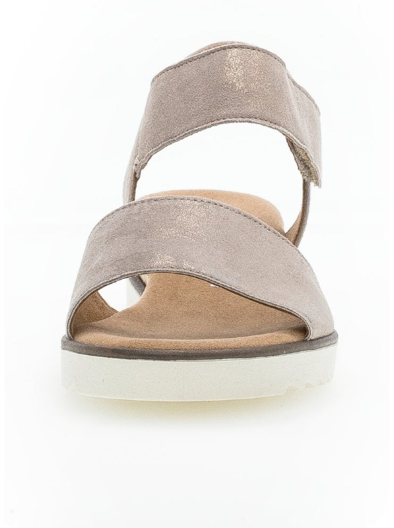 Sandales  en cuir nubuck métallisé Marron - Kiabi