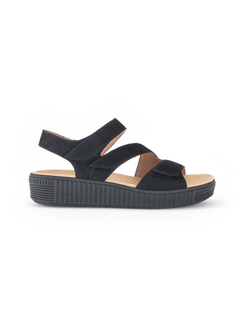 Sandales  en cuir nubuck Noir - Kiabi