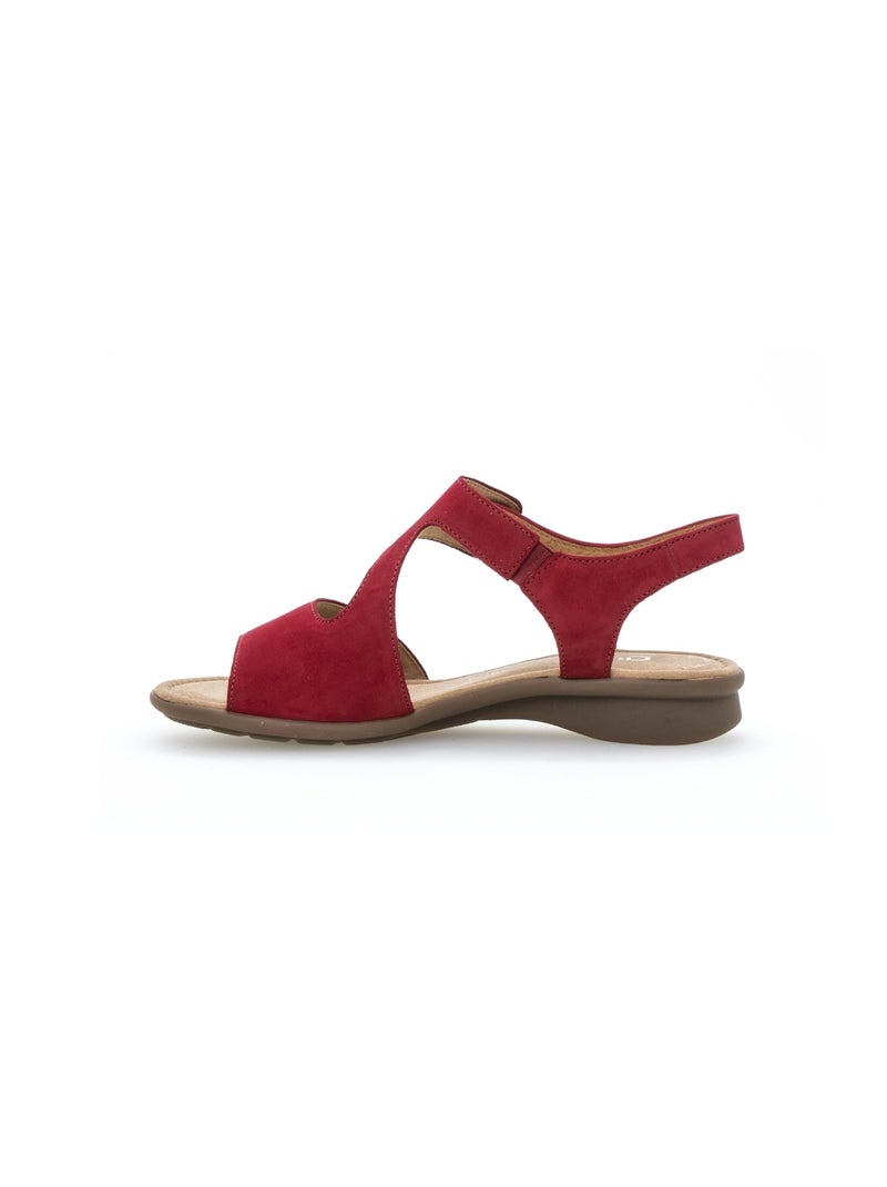 Sandales  en cuir nubuck Rouge - Kiabi