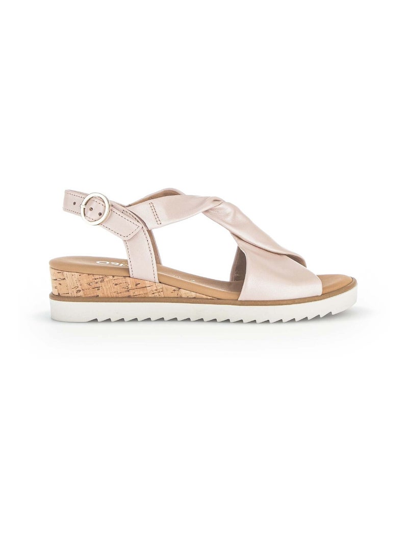 Sandales  en cuir Rose - Kiabi