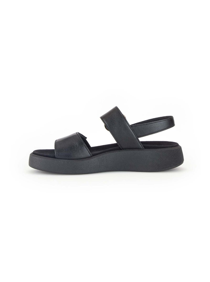Sandales  en cuir (semelle amovible) Noir - Kiabi