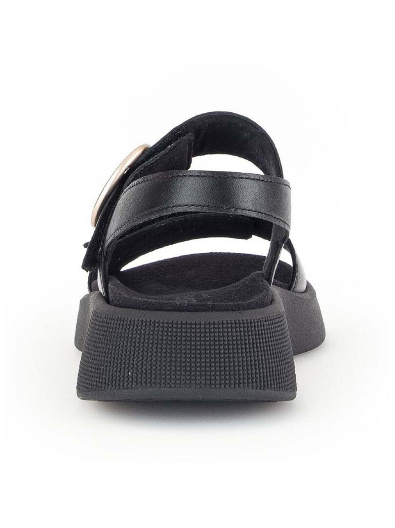 Sandales  en cuir (semelle amovible) Noir - Kiabi