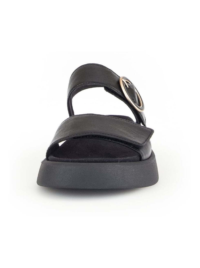 Sandales  en cuir (semelle amovible) Noir - Kiabi