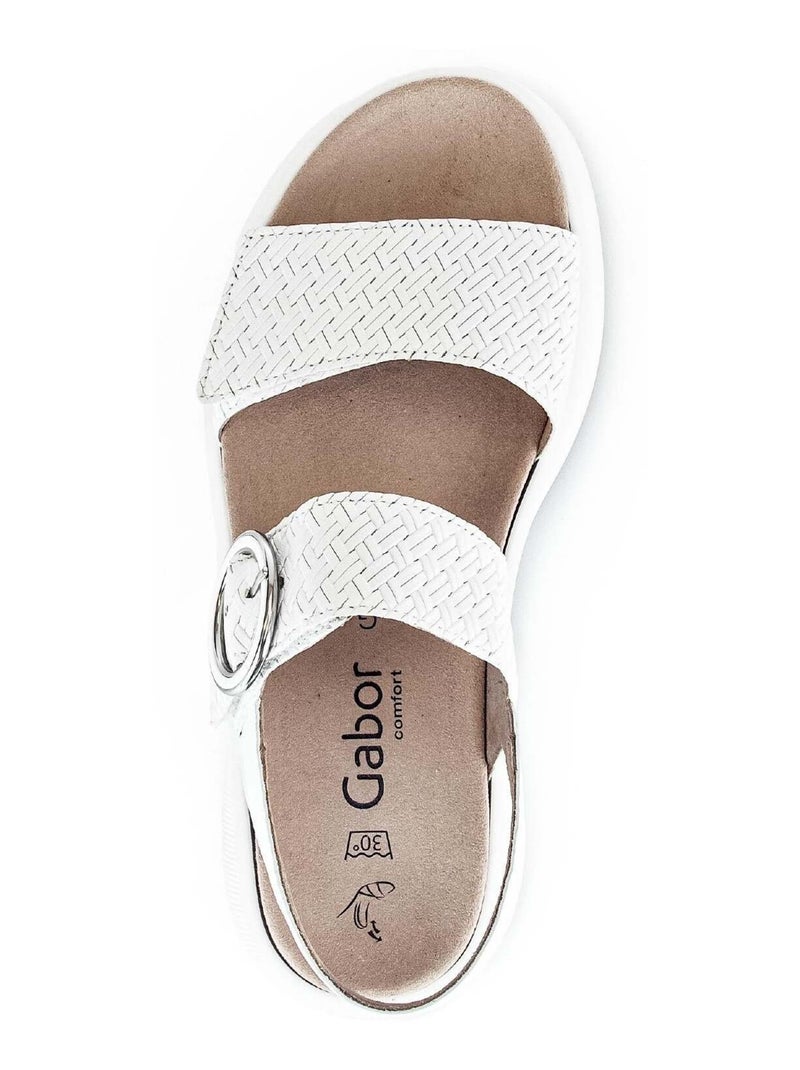 Sandales  en cuir (semelles amovibles) Blanc - Kiabi