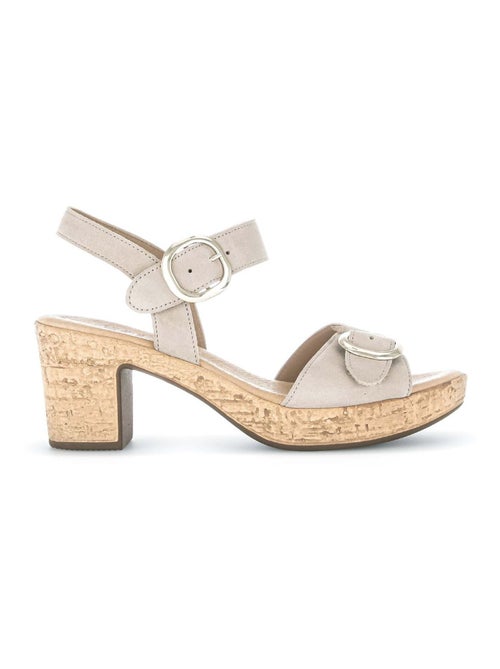 Sandales  en cuir velours - Kiabi