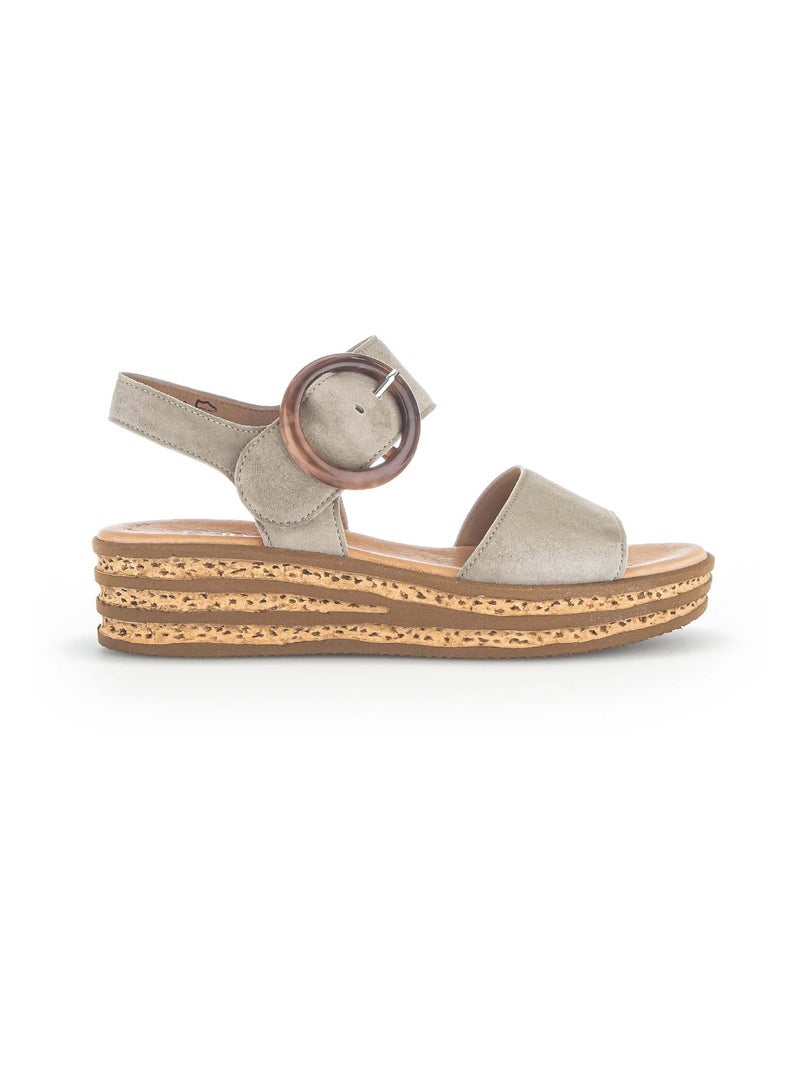 Sandales  en cuir velours Beige - Kiabi