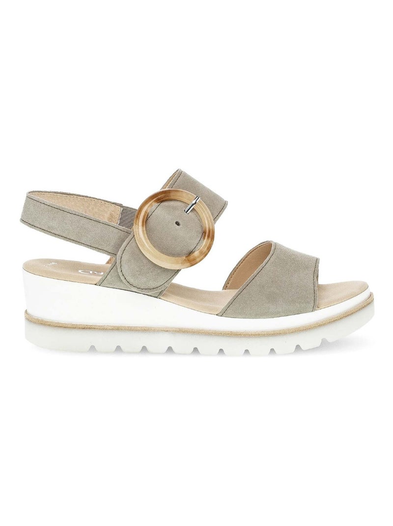 Sandales  en cuir velours Beige - Kiabi