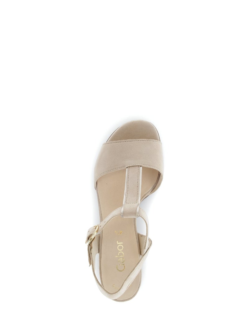 Sandales  en cuir velours Beige - Kiabi