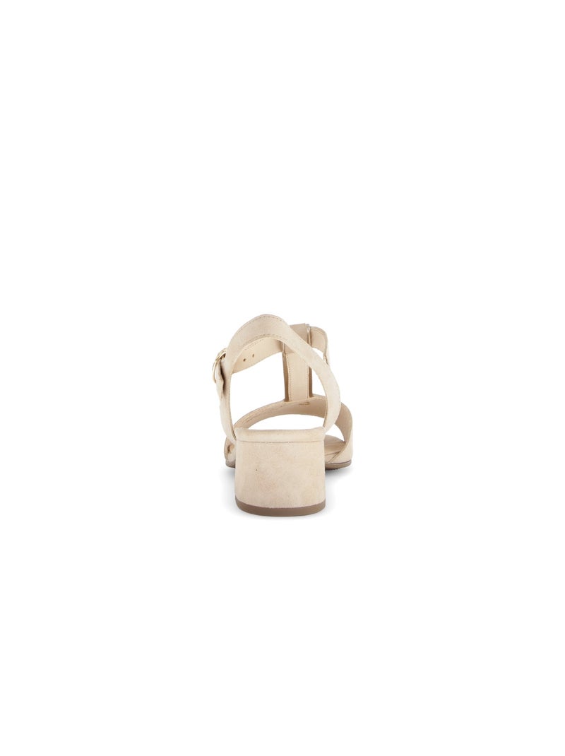 Sandales  en cuir velours Beige - Kiabi