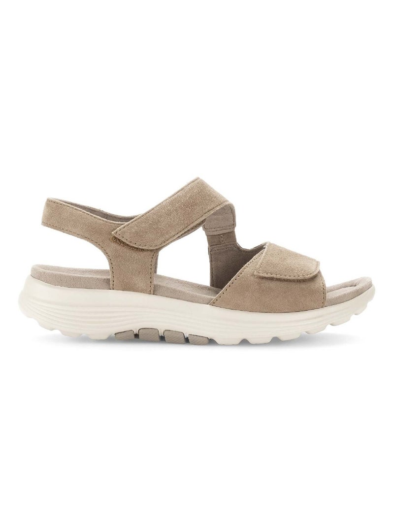 Sandales  en cuir velours Beige - Kiabi