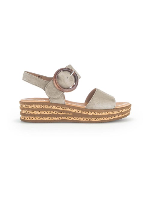 Sandales  en cuir velours - Kiabi