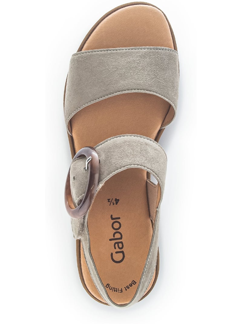 Sandales  en cuir velours Beige - Kiabi
