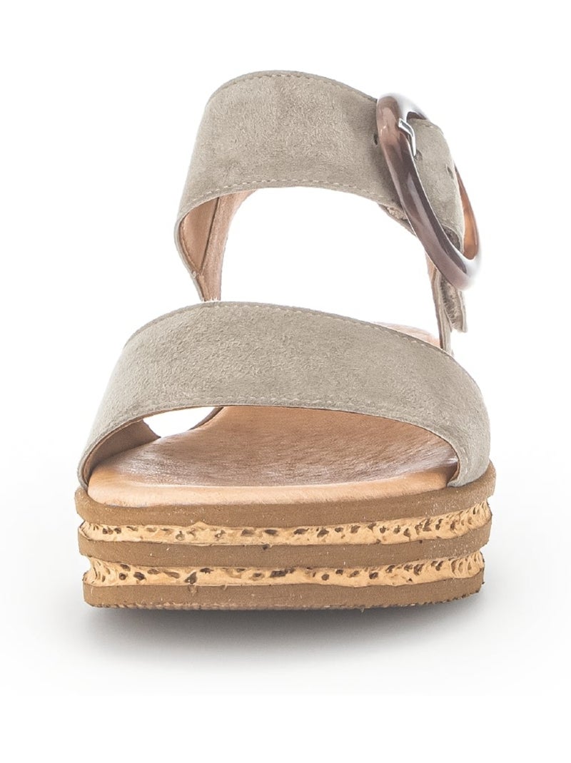 Sandales  en cuir velours Beige - Kiabi