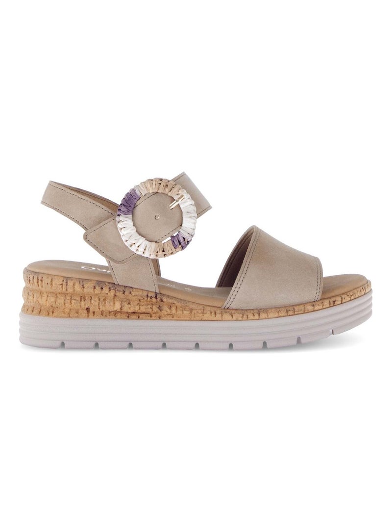 Sandales  en cuir velours Beige - Kiabi