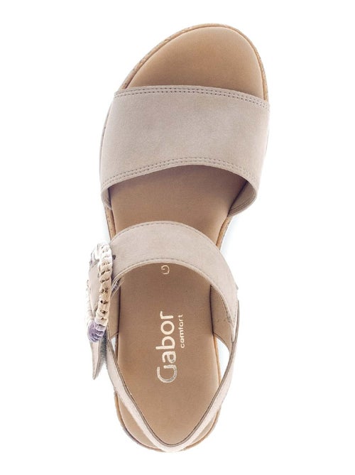 Sandales  en cuir velours - Kiabi