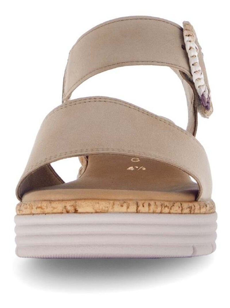 Sandales  en cuir velours Beige - Kiabi