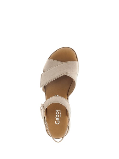 Sandales  en cuir velours - Kiabi