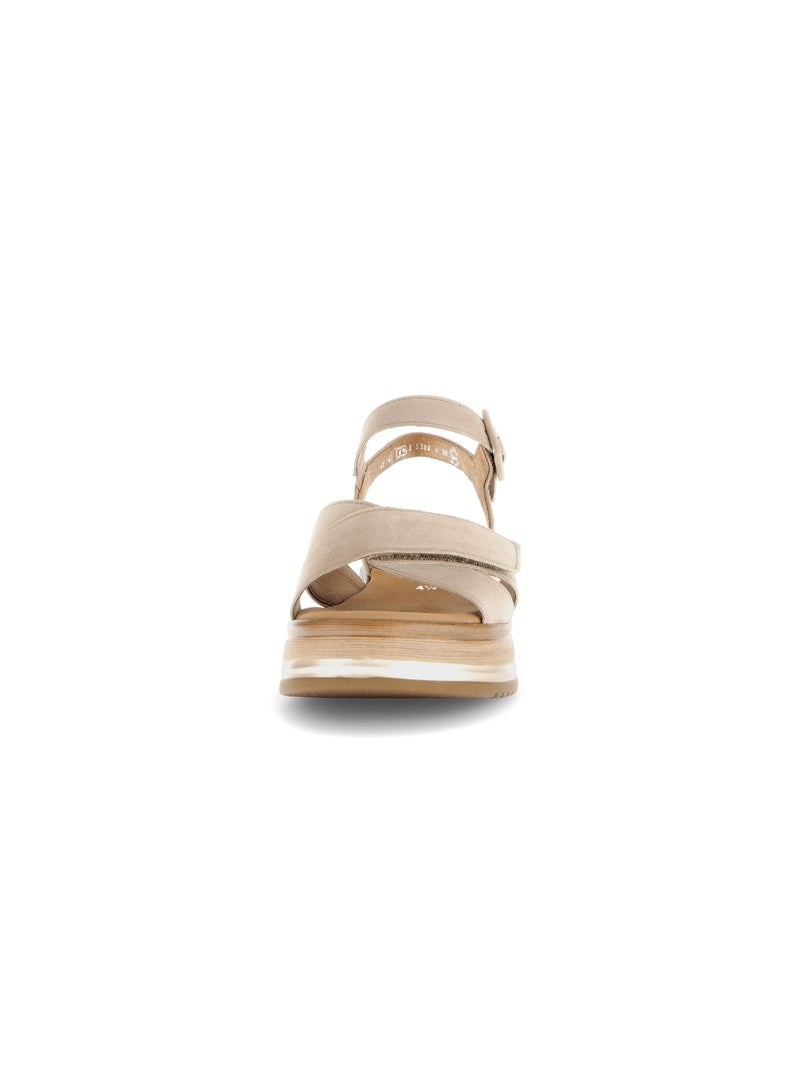 Sandales  en cuir velours Beige - Kiabi