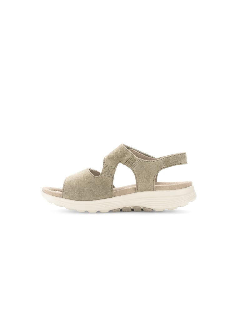 Sandales   en cuir velours Beige/Vert - Kiabi