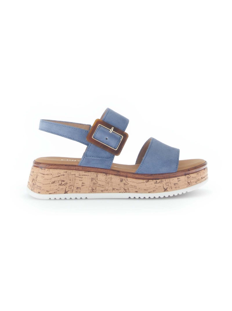 Sandales  en cuir velours Bleu - Kiabi