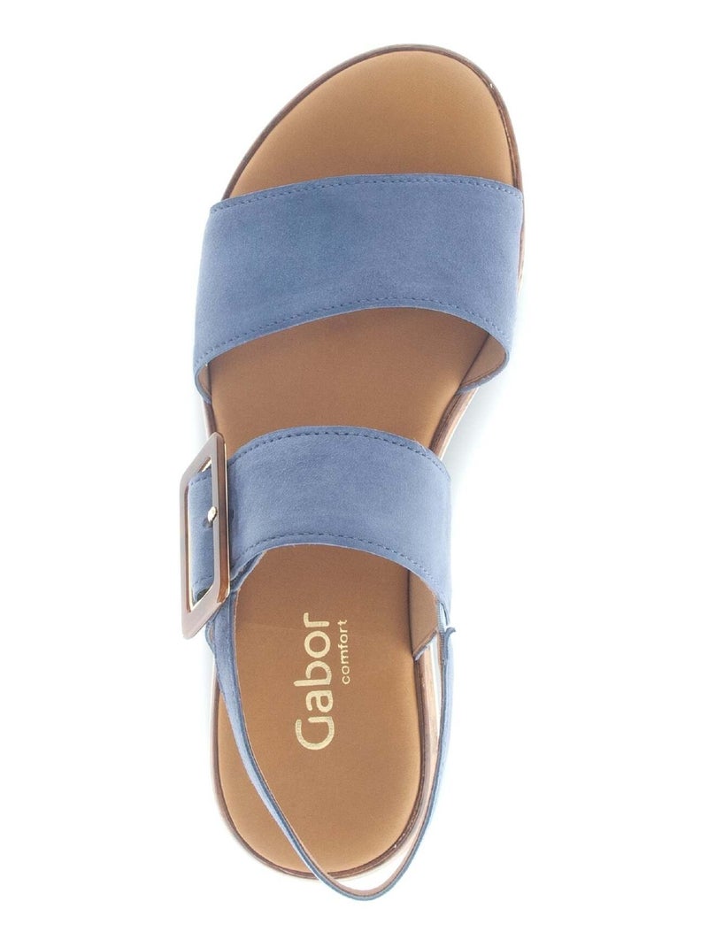 Sandales  en cuir velours Bleu - Kiabi