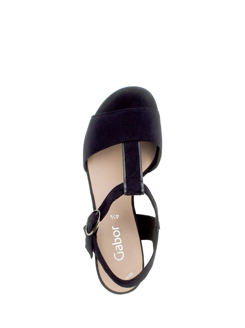 Sandales  en cuir velours Bleu - Kiabi
