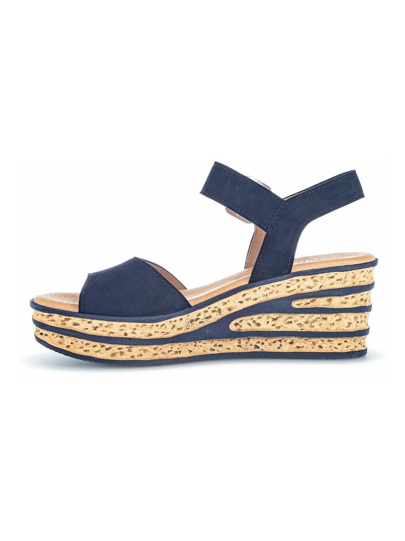 Sandales  en cuir velours Bleu - Kiabi