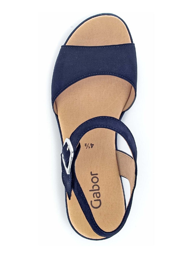 Sandales  en cuir velours Bleu - Kiabi