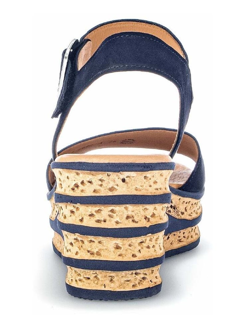 Sandales  en cuir velours Bleu - Kiabi