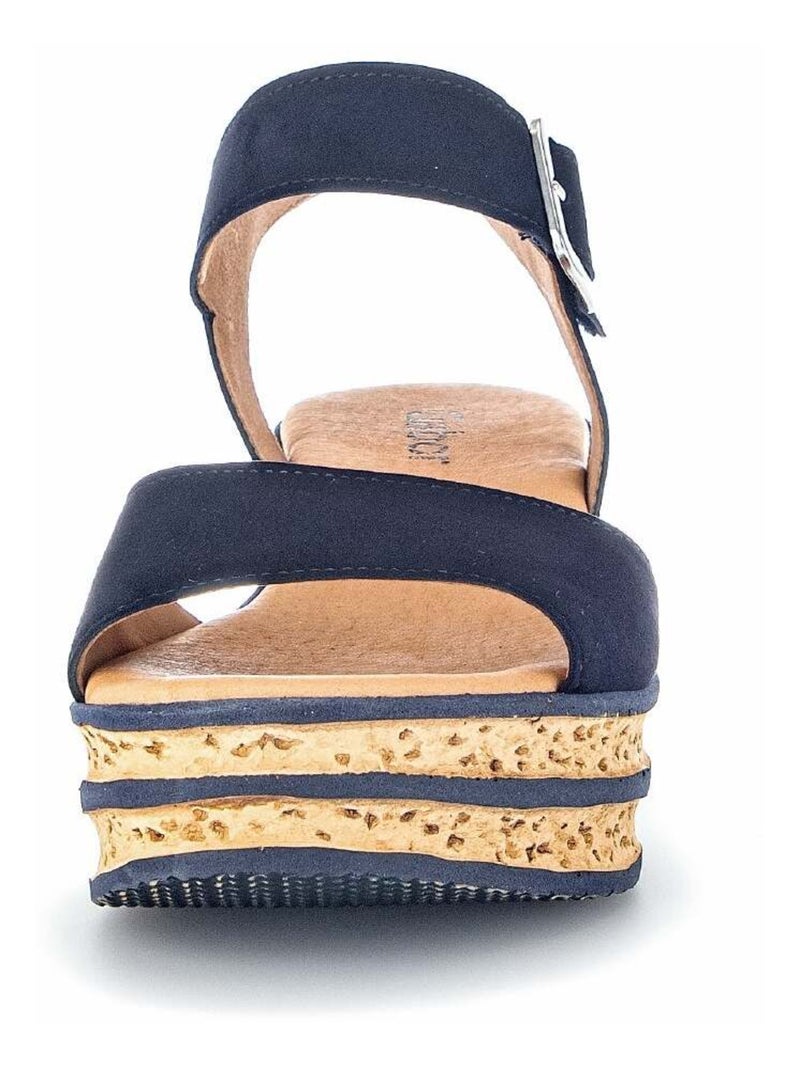 Sandales  en cuir velours Bleu - Kiabi