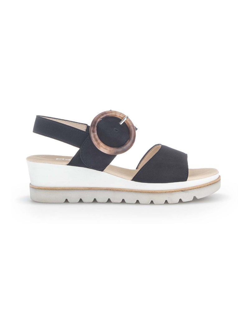 Sandales  en cuir velours Bleu marine - Kiabi