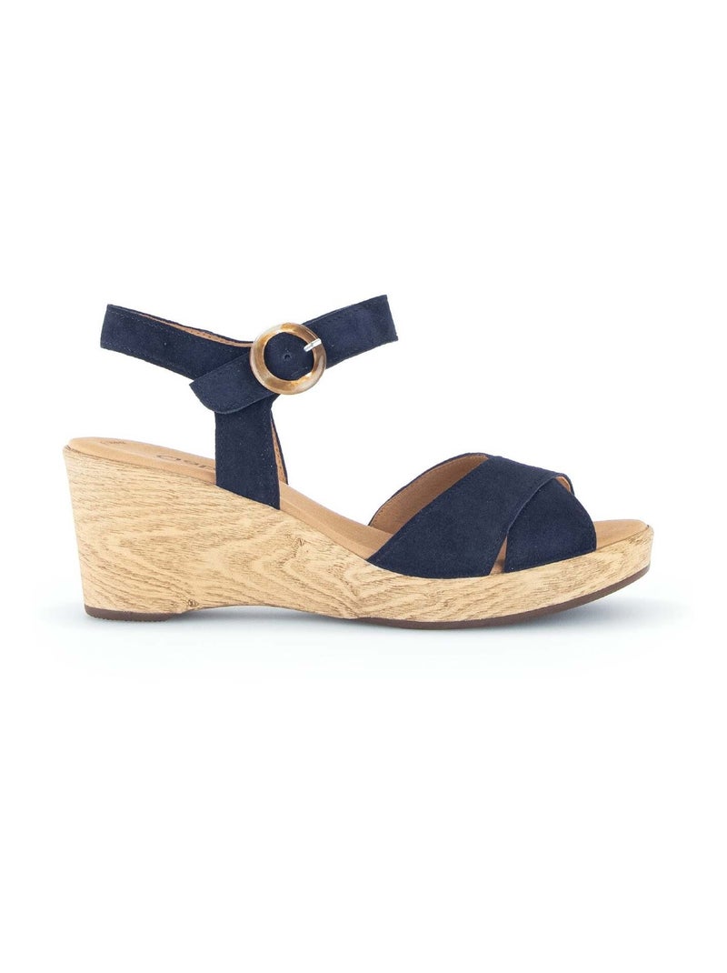 Sandales  en cuir velours Bleu marine - Kiabi