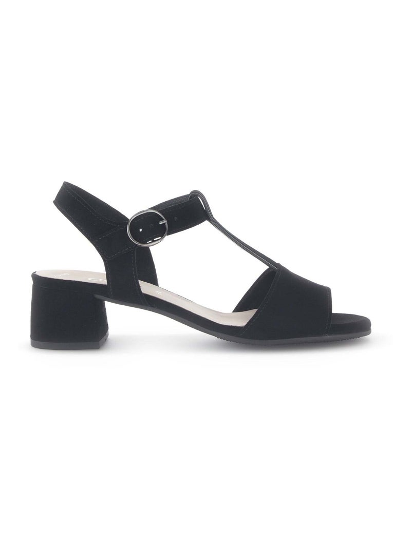 Sandales  en cuir velours Noir - Kiabi