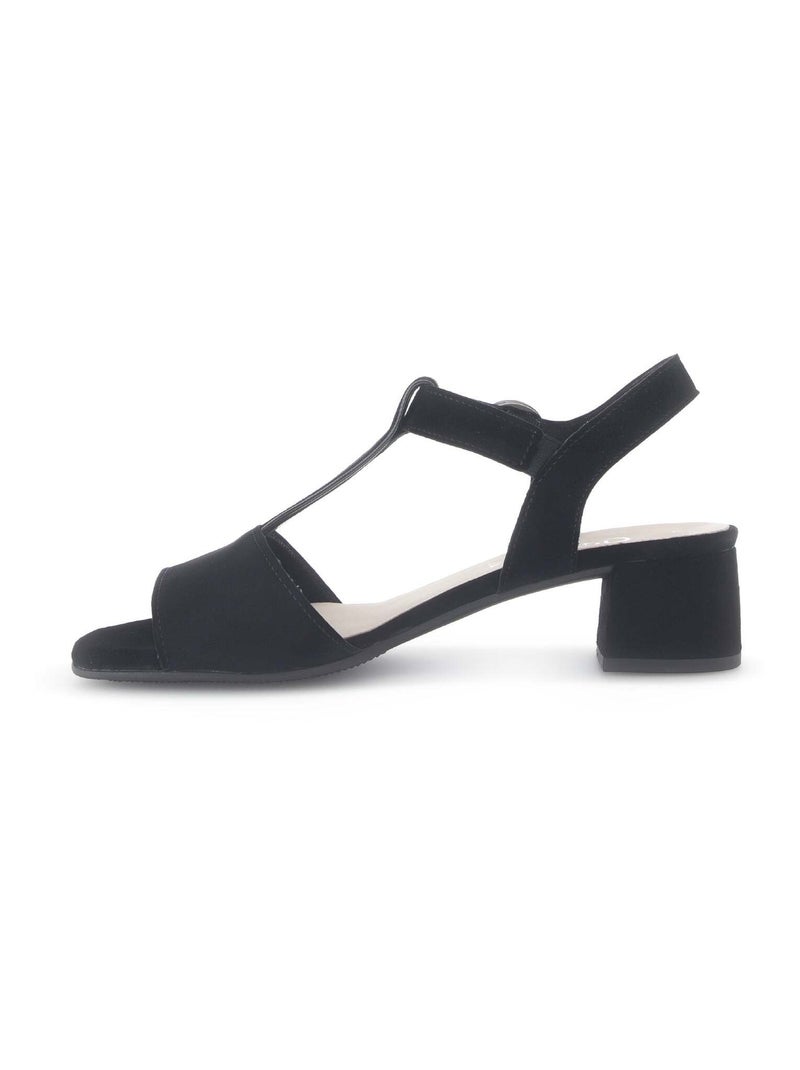 Sandales  en cuir velours Noir - Kiabi