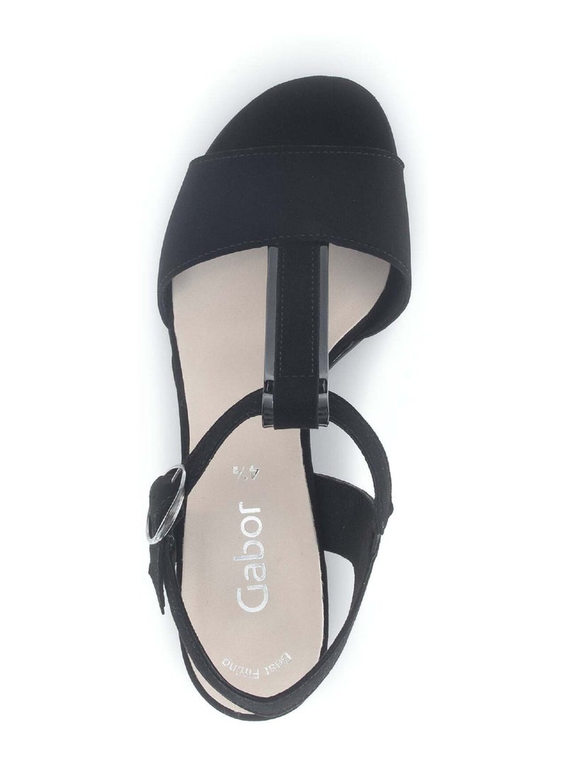 Sandales  en cuir velours Noir - Kiabi