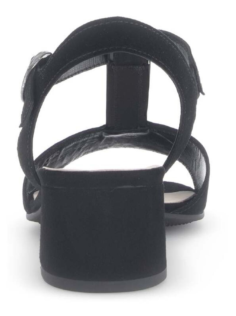 Sandales  en cuir velours Noir - Kiabi