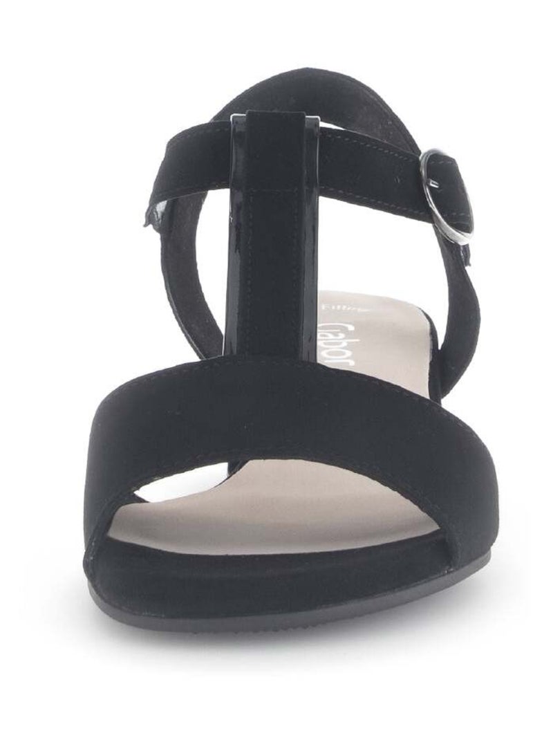 Sandales  en cuir velours Noir - Kiabi