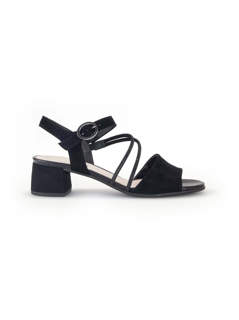 Sandales  en cuir velours Noir Noir - Kiabi