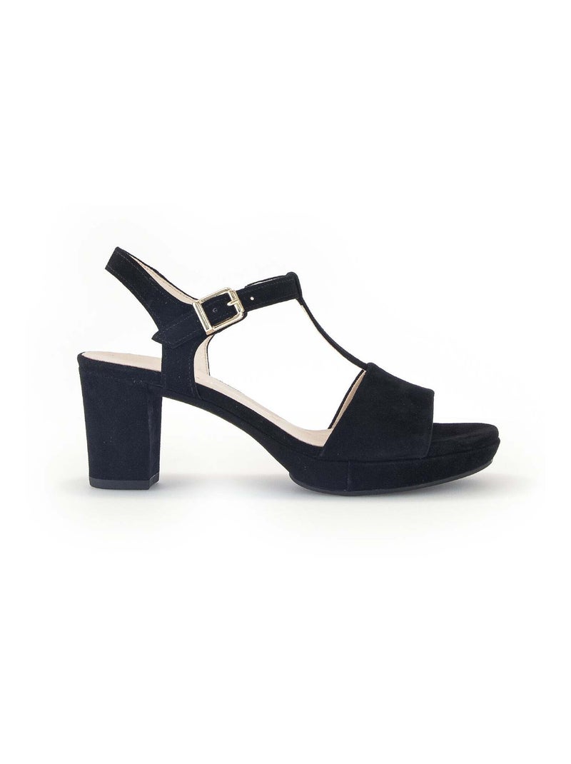 Sandales  en cuir velours Noir Noir - Kiabi