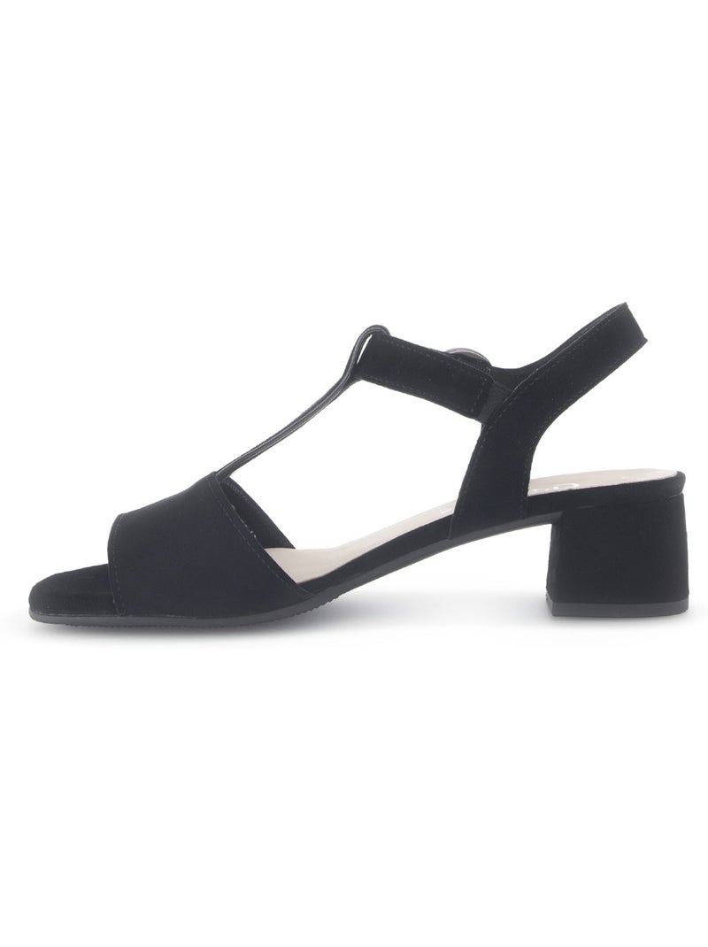 Sandales  en cuir velours Noir Noir - Kiabi
