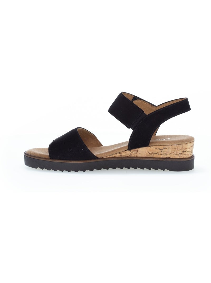 Sandales  en cuir velours Noir Noir - Kiabi