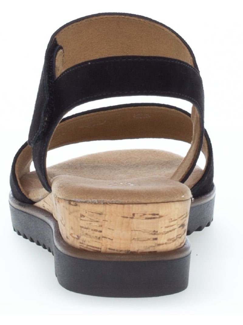 Sandales  en cuir velours Noir Noir - Kiabi