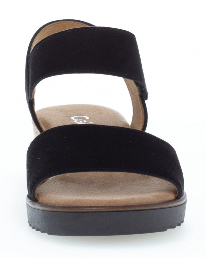 Sandales  en cuir velours Noir Noir - Kiabi