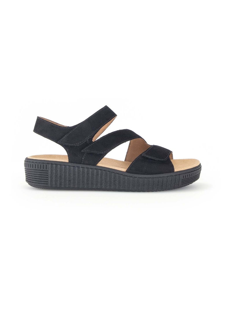 Sandales  en cuir velours Noir Noir - Kiabi