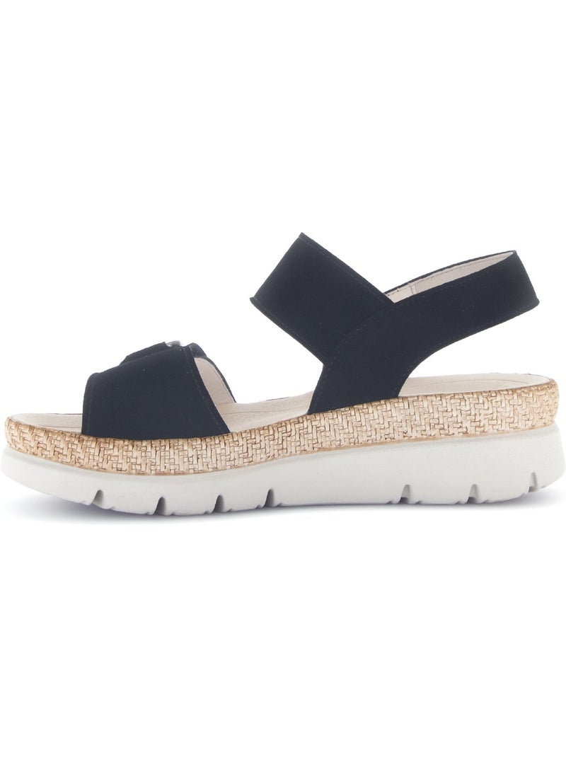 Sandales  en cuir velours Noir Noir - Kiabi
